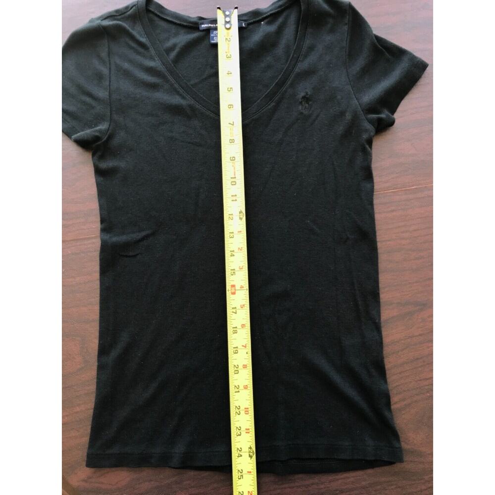Ralph Lauren Sport Polo Womens L Short Sleeve Black V-Neck Fitted T-Shirt